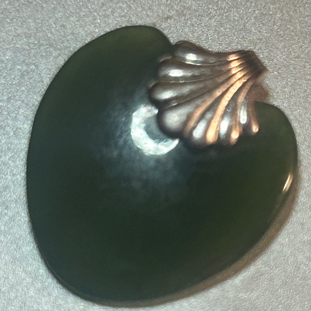 Jade Stone Pendant with silver Shell Accent